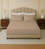 Beige 144 TC Cotton King Sized Double Bedsheet With 2 Pillow Covers