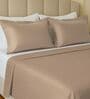 Beige 144 TC Cotton King Sized Double Bedsheet With 2 Pillow Covers