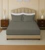 Grey 144 TC Cotton King Sized Double Bedsheet With 2 Pillow Covers
