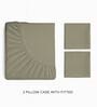 Grey 144 TC Cotton King Sized Double Bedsheet With 2 Pillow Covers