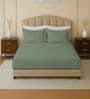 Green 144 TC Cotton King Sized Double Bedsheet With 2 Pillow Covers