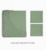 Green 144 TC Cotton King Sized Double Bedsheet With 2 Pillow Covers