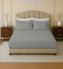 Grey 144 TC Cotton King Sized Double Bedsheet With 2 Pillow Covers