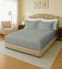 Grey 144 TC Cotton King Sized Double Bedsheet With 2 Pillow Covers