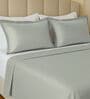 Grey 144 TC Cotton King Sized Double Bedsheet With 2 Pillow Covers