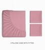 Pink 144 TC Cotton King Sized Double Bedsheet With 2 Pillow Covers