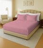 Pink 144 TC Cotton King Sized Double Bedsheet With 2 Pillow Covers
