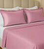 Pink 144 TC Cotton King Sized Double Bedsheet With 2 Pillow Covers