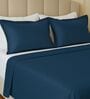 Blue 144 TC Cotton King Sized Double Bedsheet With 2 Pillow Covers