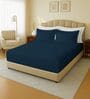 Blue 144 TC Cotton King Sized Double Bedsheet With 2 Pillow Covers