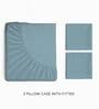 Blue 144 TC Cotton Double Bedsheet With 2 Pillow Covers