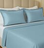 Blue 144 TC Cotton Double Bedsheet With 2 Pillow Covers