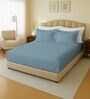 Blue 144 TC Cotton Double Bedsheet With 2 Pillow Covers