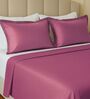 Pink 144 TC Cotton King Sized Double Bedsheet With 2 Pillow Covers