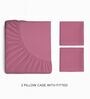 Pink 144 TC Cotton King Sized Double Bedsheet With 2 Pillow Covers