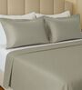 Grey 144 TC Cotton King Sized Double Bedsheet With 2 Pillow Covers