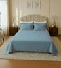 Blue 144 TC Cotton King Sized Double Bedsheet With 2 Pillow Covers