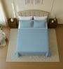 Blue 144 TC Cotton King Sized Double Bedsheet With 2 Pillow Covers