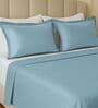 Blue 144 TC Cotton King Sized Double Bedsheet With 2 Pillow Covers