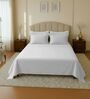 White 144 TC Cotton King Sized Double Bedsheet With 2 Pillow Covers