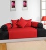 Red & Black 180 TC Cotton 6 Piece Diwan Set