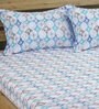 Blue Traditional 210 TC Cotton 1 Double Bedsheet with 2 Pillow Covers