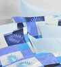 Blue Geometric 144 TC Cotton 1 Double King Size Bedsheet with 2 Pillow Covers