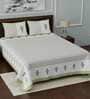 White Traditional 210 TC Cotton Blend Queen Sized Bed Sheets with 2 Pillow Covers