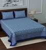 Blue Traditional 210 TC Cotton 1 Double Bedsheet with 2 Pillow Covers