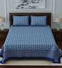 Blue Traditional 210 TC Cotton 1 Double Bedsheet with 2 Pillow Covers