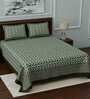 Green Traditional 210 TC Cotton 1 Double Bedsheet with 2 Pillow Covers