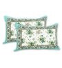 Green Floral 240 TC Cotton 1 Double Bedsheet with 2 Pillow Covers