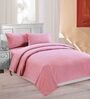 Pink Solid 220 TC Cotton Blend King Sized Bed Sheets with 2 Pillow Covers
