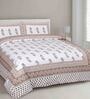 Cream Traditional 240 TC Cotton Double Size Bedsheet With 2 Pillow Covers