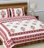 White Traditional 240 TC Cotton 1 Double King Size Bedsheet with 2 Pillow Covers