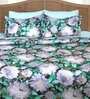 Cotton 250 TC Floral Super King Size Bedsheet in Black with 2 Pillow Covers