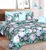 Cotton 250 TC Floral Super King Size Bedsheet in Black with 2 Pillow Covers