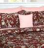 Cotton 250 TC Floral Super King Size Bedsheet in Brown with 2 Pillow Covers