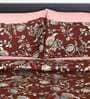 Cotton 250 TC Floral Super King Size Bedsheet in Brown with 2 Pillow Covers