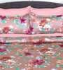 Cotton 250 TC Floral Super King Size Bedsheet in Pink with 2 Pillow Covers