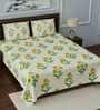 Yellow Floral 280 TC Cotton 1 Double Bedsheet with 2 Pillow Covers