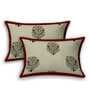 Green Floral 280 TC Cotton 1 Double Bedsheet with 2 Pillow Covers