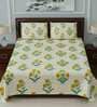 Yellow Floral 280 TC Cotton 1 Double Bedsheet with 2 Pillow Covers