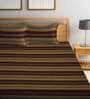 Brown Geometric 300 TC Cotton Double Bed Cover with 2 Pillow Covers