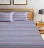 Grey Geometric 300 TC Cotton Double Bed Cover with 2 Pillow Covers