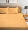 Beige Geometric 300 TC Cotton Double Bed Cover with 2 Pillow Covers