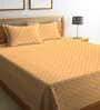 Beige Geometric 300 TC Cotton Double Bed Cover with 2 Pillow Covers
