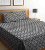Grey Traditional 300 TC Cotton Double Bed Cover with 2 Pillow Covers