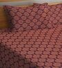 Brown Abstract 300 TC Cotton Double Bed Cover with 2 Pillow Covers