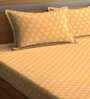 Yellow Traditional 300 TC Cotton 1 Double Bedsheet with 2 Pillow Covers